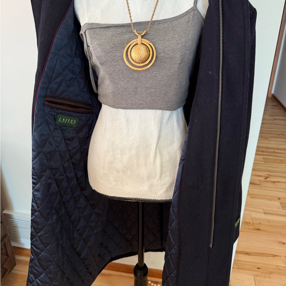 NWT -Ralph Lauren navy coat with brown toggles - Picture 10 of 12